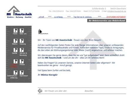 Meine allererste Homepage: www.mk-haustechnik.de 2003